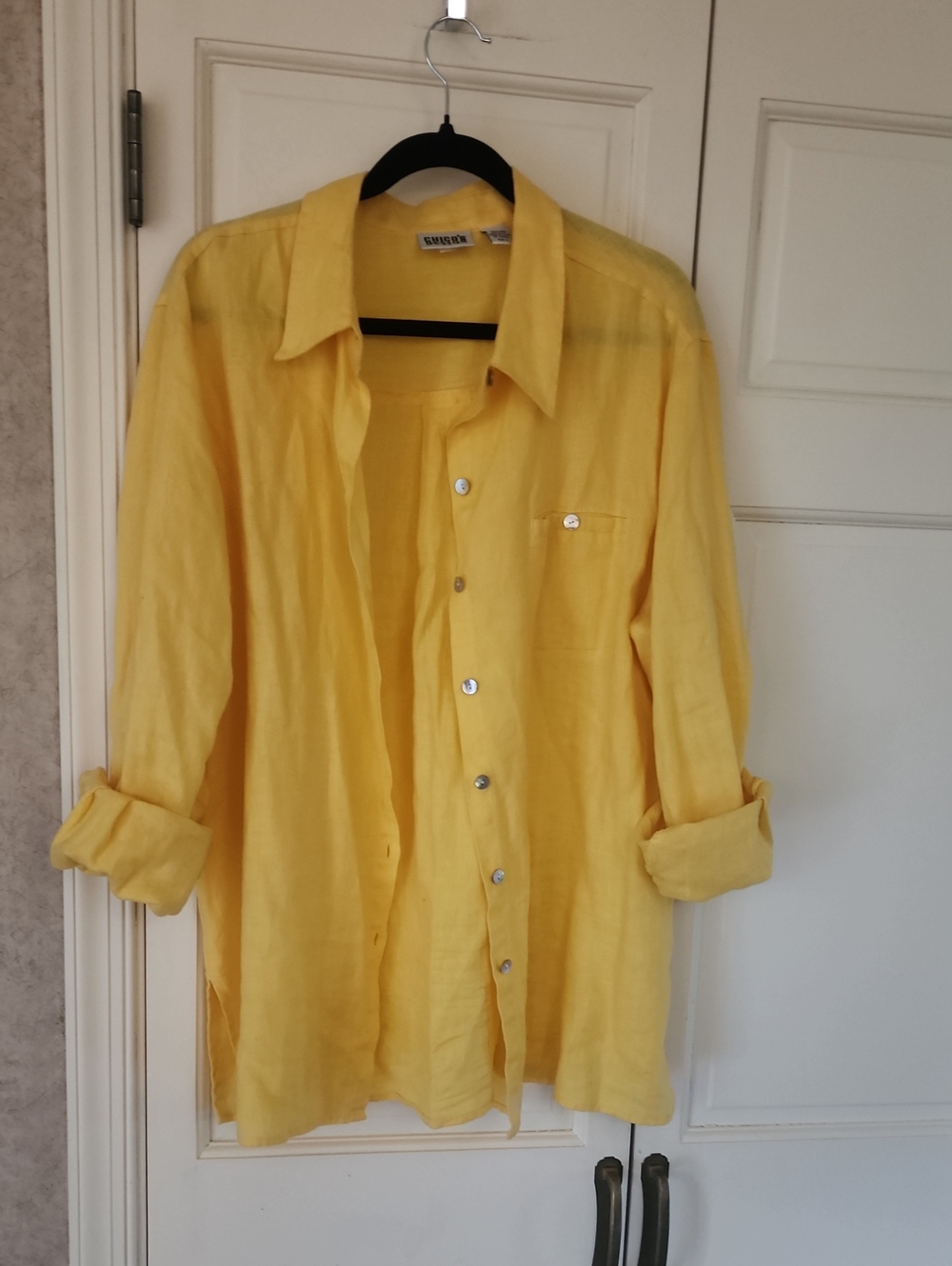 New Condition .Chico's Yellow Linen Shirt - Picture 4 of 8